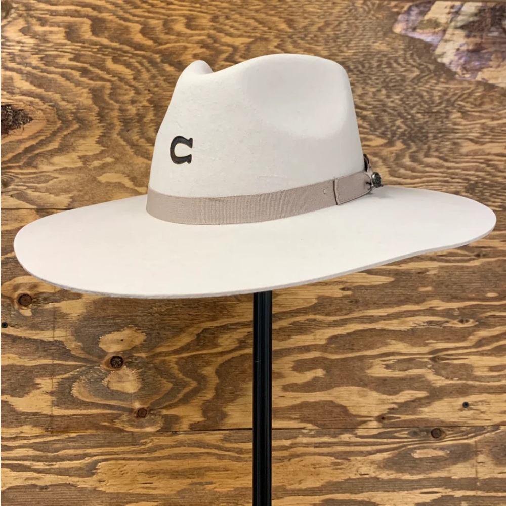 Cream Wide Brim Hat with Tan Band